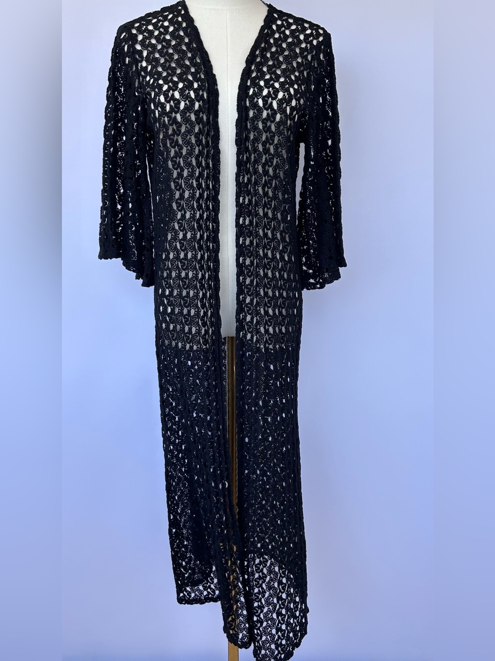 Wrangler Women’s Black Open Knit Duster Cardigan Open Front Size Large